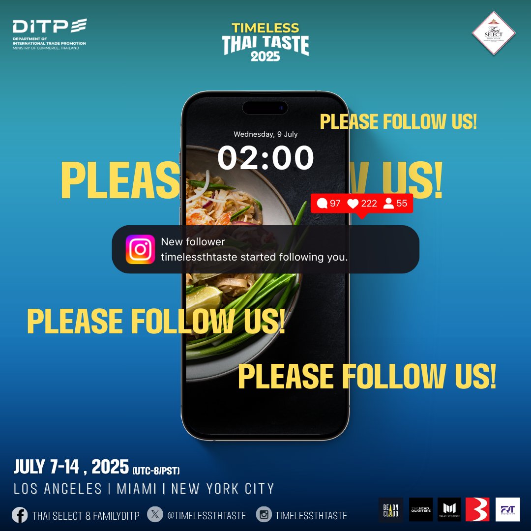 Timeless Thai Taste 2025 (@timelessthtaste) on Twitter photo ๐ข Big news for #TimelessThaiTaste fans!
Weโve launched a brand-new Instagram just for YOU!
๐ธ Follow us on Instagram:
๐ <a href="/timelessTHtaste/">Timeless Thai Taste 2025</a>
Get exclusive updates, behind-the-scenes content, and highlights from all 3 cities โ all in one place.
Hit that follow button now and stay ๐ข Big news for #TimelessThaiTaste fans!
Weโve launched a brand-new Instagram just for YOU!
๐ธ Follow us on Instagram:
๐ <a href="/timelessTHtaste/">Timeless Thai Taste 2025</a>
Get exclusive updates, behind-the-scenes content, and highlights from all 3 cities โ all in one place.
Hit that follow button now and stay