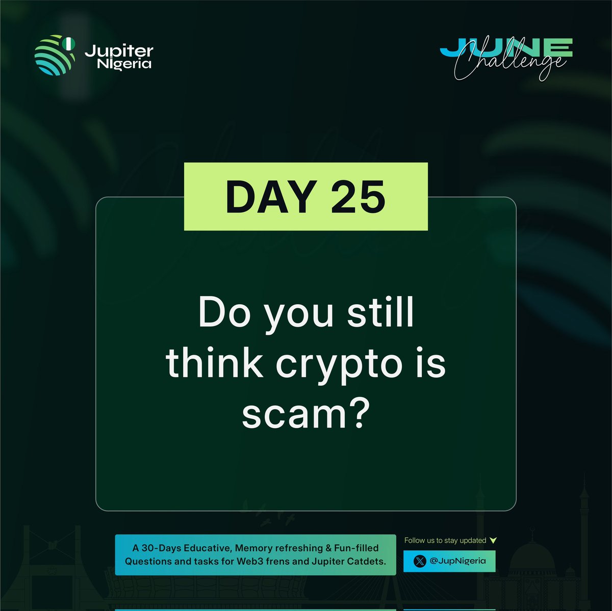 JupNigeria's tweet photo. DAY25: Do you still think so.
Gib reason(s) for your answer