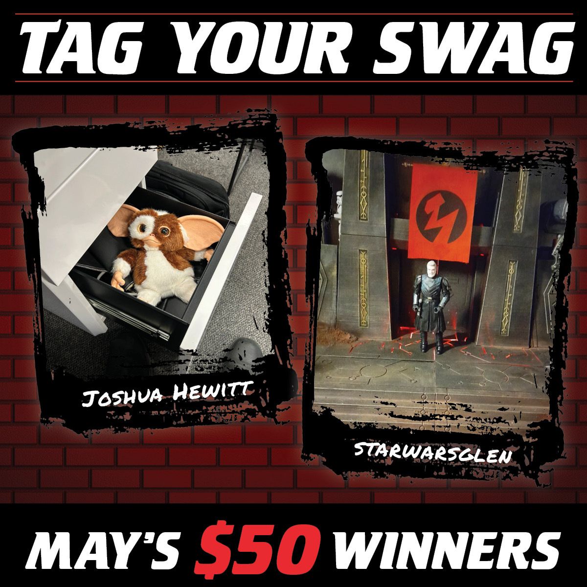 Congratulations <a href="/salabogg/">Joshua Hewitt</a> &amp; @starwarsglen, our May Tag Your Swag winners!

Winners will be receiving a $50 voucher to use on their next purchase!
For your chance to win, Tag us in a post with a pic of your purchases using the hashtag #GamesmenSwag!