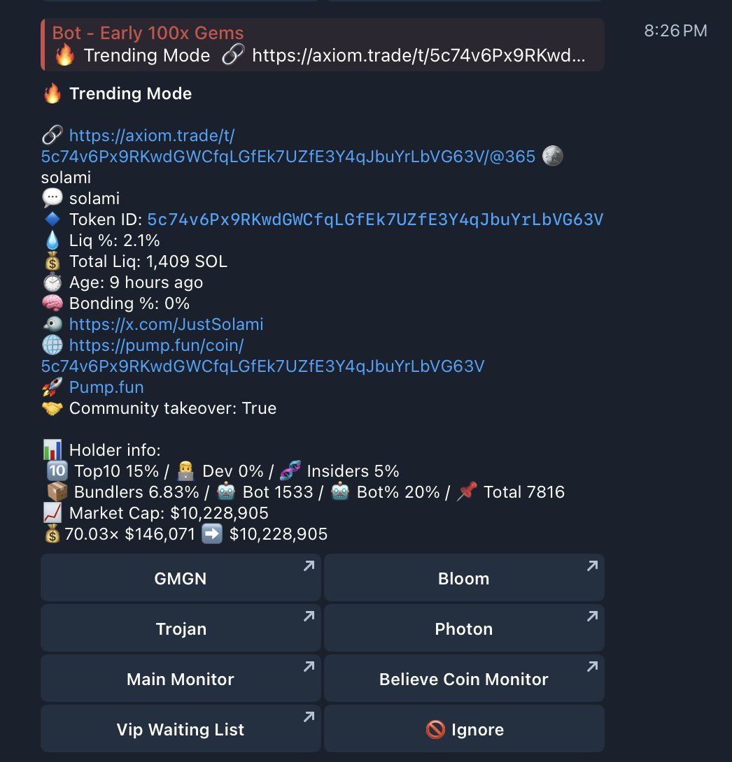 bkantha1's tweet photo. Thanks trending mode

solami
💬 solami
🔹 Token ID: 5c74v6Px9RKwdGWCfqLGfEk7UZfE3Y4qJbuYrLbVG63V
💰70.03× $146,071 ➡️ $10,228,905

Check it out here ➡️ https://t.co/1vs9FLc9AI https://t.co/38FKAwjtNE