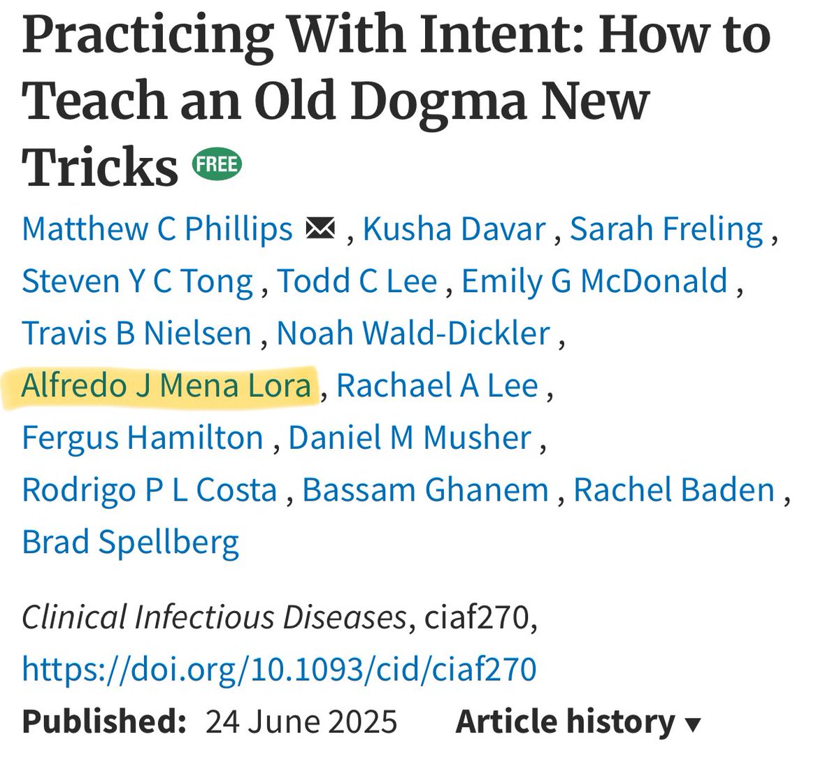 How much evidence does it take to challenge dogma in medicine?

Our own <a href="/amenalor/">Alfredo J Mena Lora MD FIDSA</a>, along with colleagues, explore this question in an article published in <a href="/CIDJournal/">Clinical Infectious Diseases</a> — tackling the tension between tradition, data, and clinical decision-making. <a href="/UICDom/">University of Illinois Department of Medicine</a>