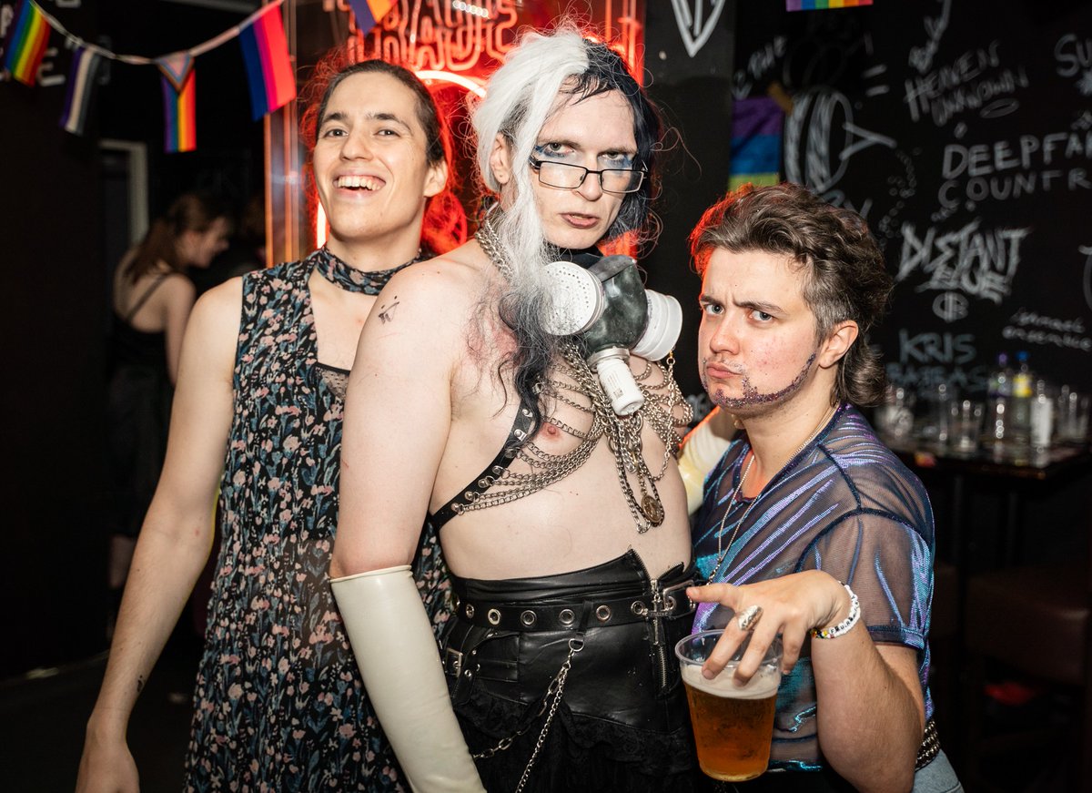 HalynaByou's tweet photo. Okay, this shot of me from the Notts Trans Pride afterparty at Gladrags  makes me look like an absolute mess but also kinda badass and hot? https://t.co/zhezKKJpmu