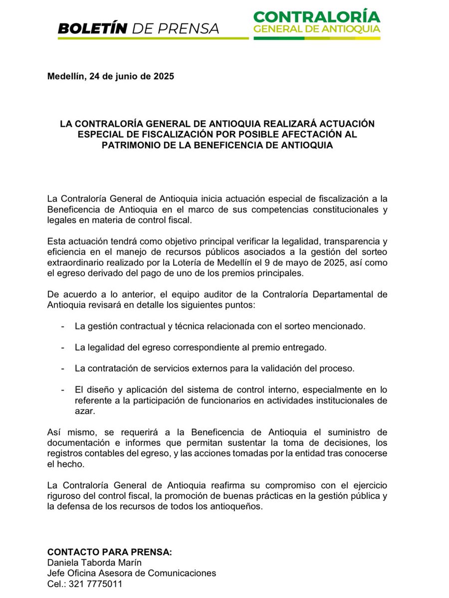 📢Boletín de prensa 📢