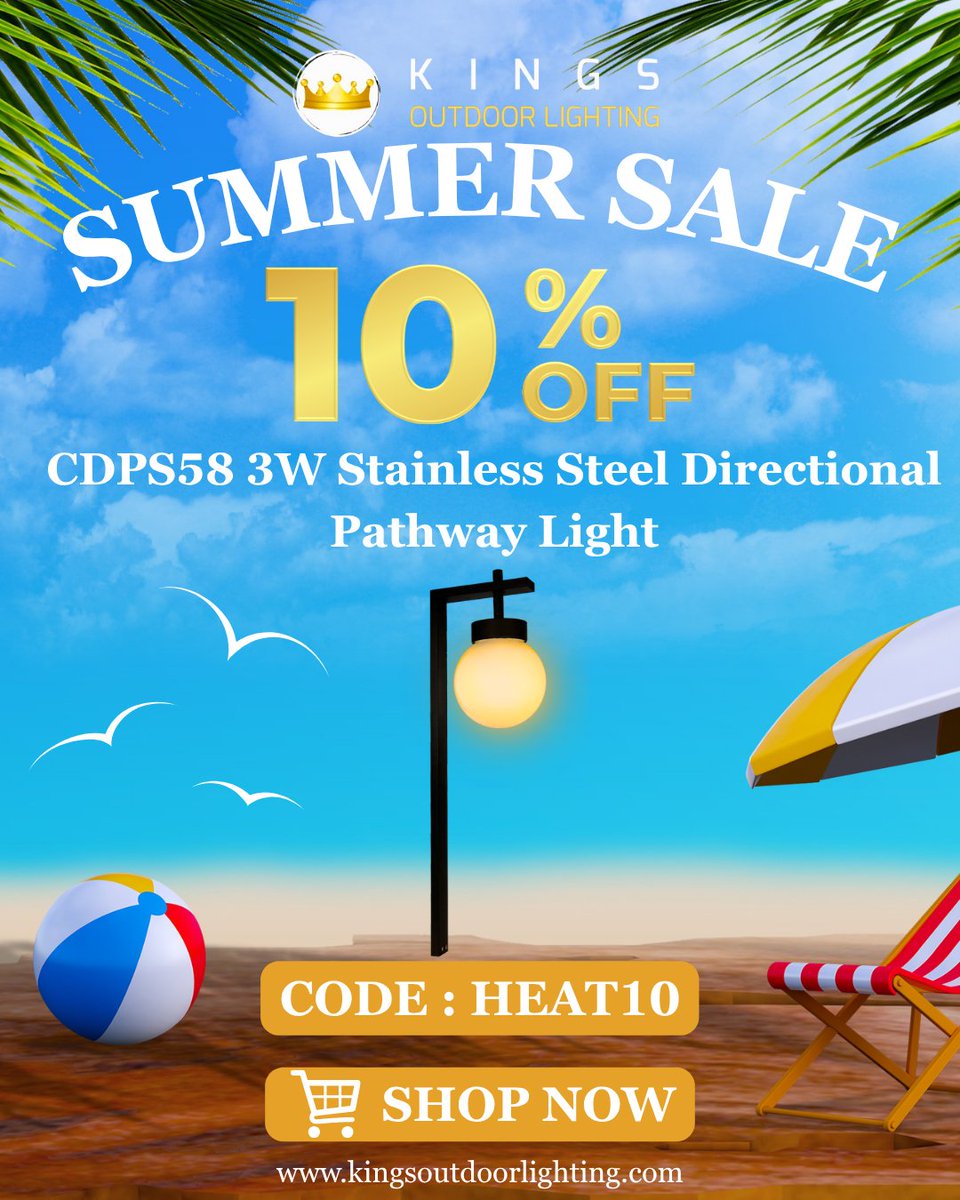 KOLLighting's tweet image. Get ready to light up your summer evenings with our stylish CDPS58 3W Stainless Steel Directional Pathway Light! 🌴 Enjoy a 10% OFF when you use the code HEAT10. Don’t miss out, grab yours now! 🛒
#SummerSale #OutdoorLighting #PathwayLight #KingsOutdoorLighting