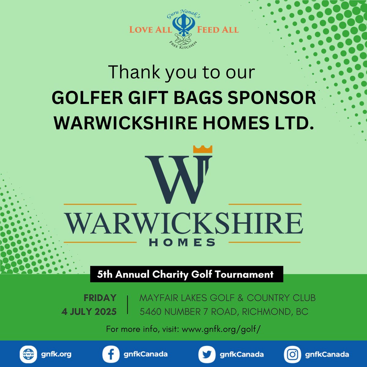 We want to give a big shoutout to Warwickshire Homes Ltd as our Golfer Gift Bags sponsor for our 5th Annual Charity Golf Tournament! Thank you for your generous support in helping us make a difference in our community. 🙏 💙