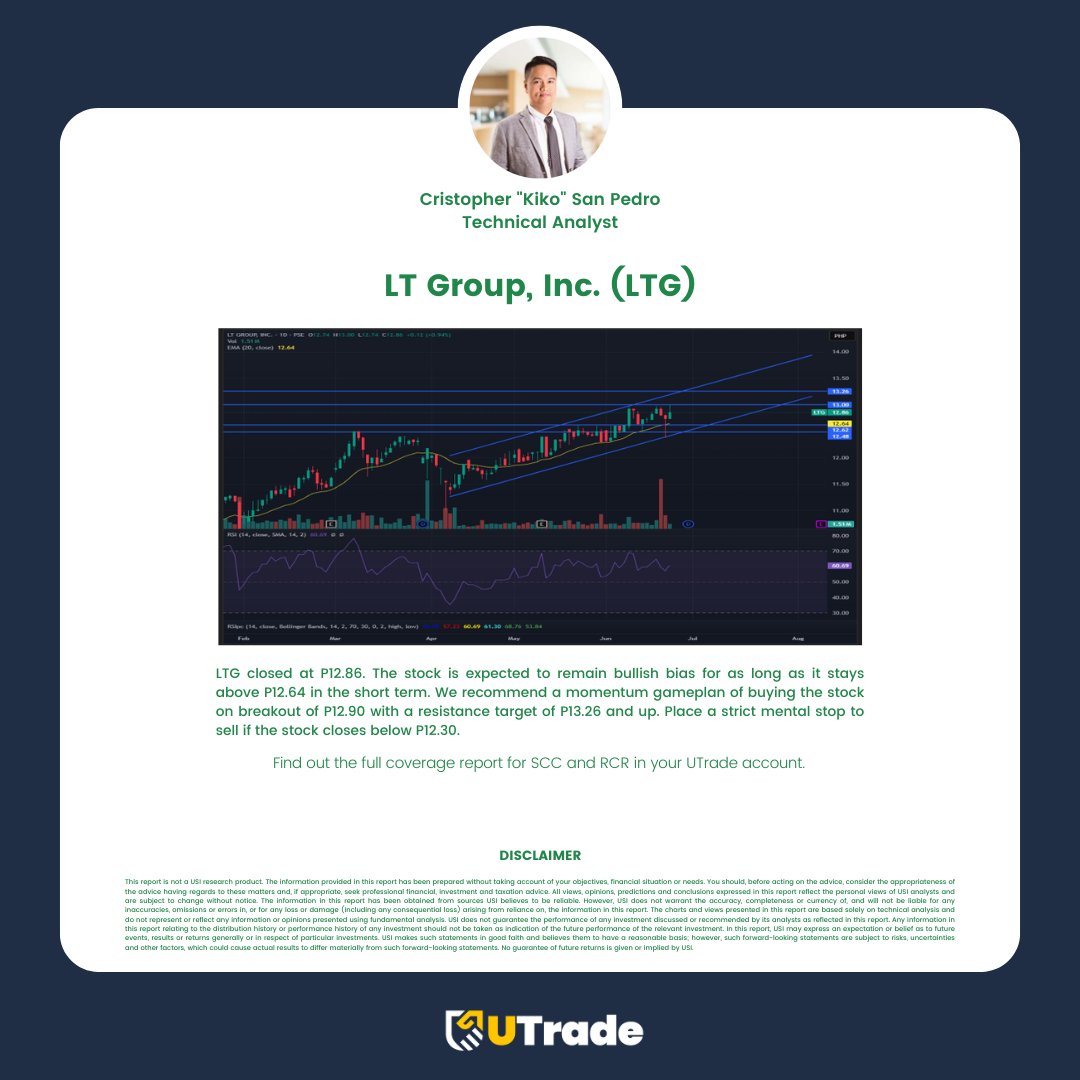 UTradePH's tweet photo. Here's the Traders Gameplan for today, June 25!
Find out the full coverage report for SCC & RCR in your UTrade account, https://t.co/nSLkQACEXV!
#TradersGameplan #InvestSmarter #InvestInU https://t.co/uMHqCuydpj