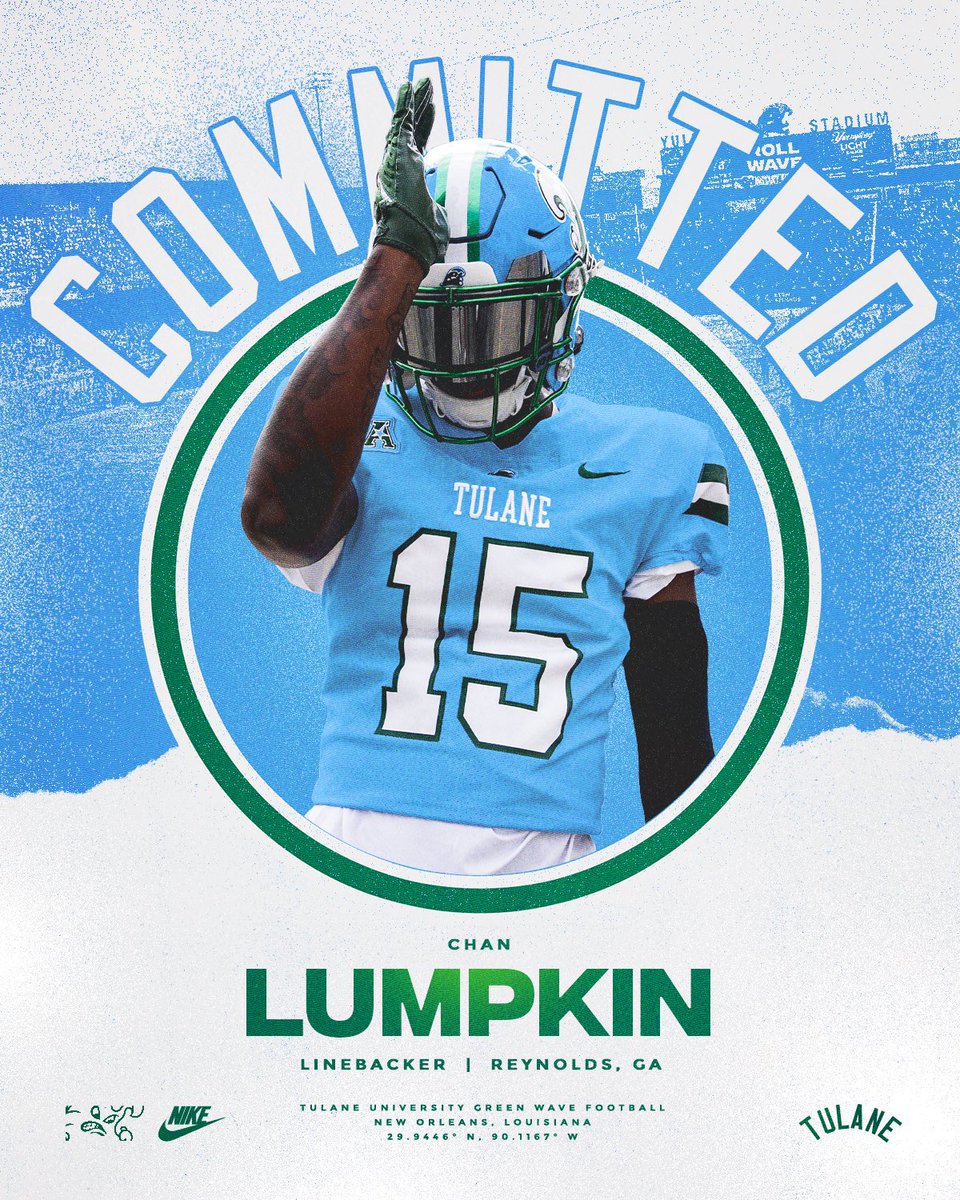 Patrick Harkness (@rolldatwave) on Twitter photo #Tulane #GreenWave Commitment
🌊Class of 26 LB🌊
Chan Lumpkin - <a href="/chan_lumpkin/">ChanLumpkin15</a>
6-4/214.
Butler, GA.
Scouting Report: (Really knows how to hit and can lay the boom, good instincts, reads and reacts well,
descent speed, plays well in coverage with good hands, also played WR #Tulane #GreenWave Commitment
🌊Class of 26 LB🌊
Chan Lumpkin - <a href="/chan_lumpkin/">ChanLumpkin15</a>
6-4/214.
Butler, GA.
Scouting Report: (Really knows how to hit and can lay the boom, good instincts, reads and reacts well,
descent speed, plays well in coverage with good hands, also played WR