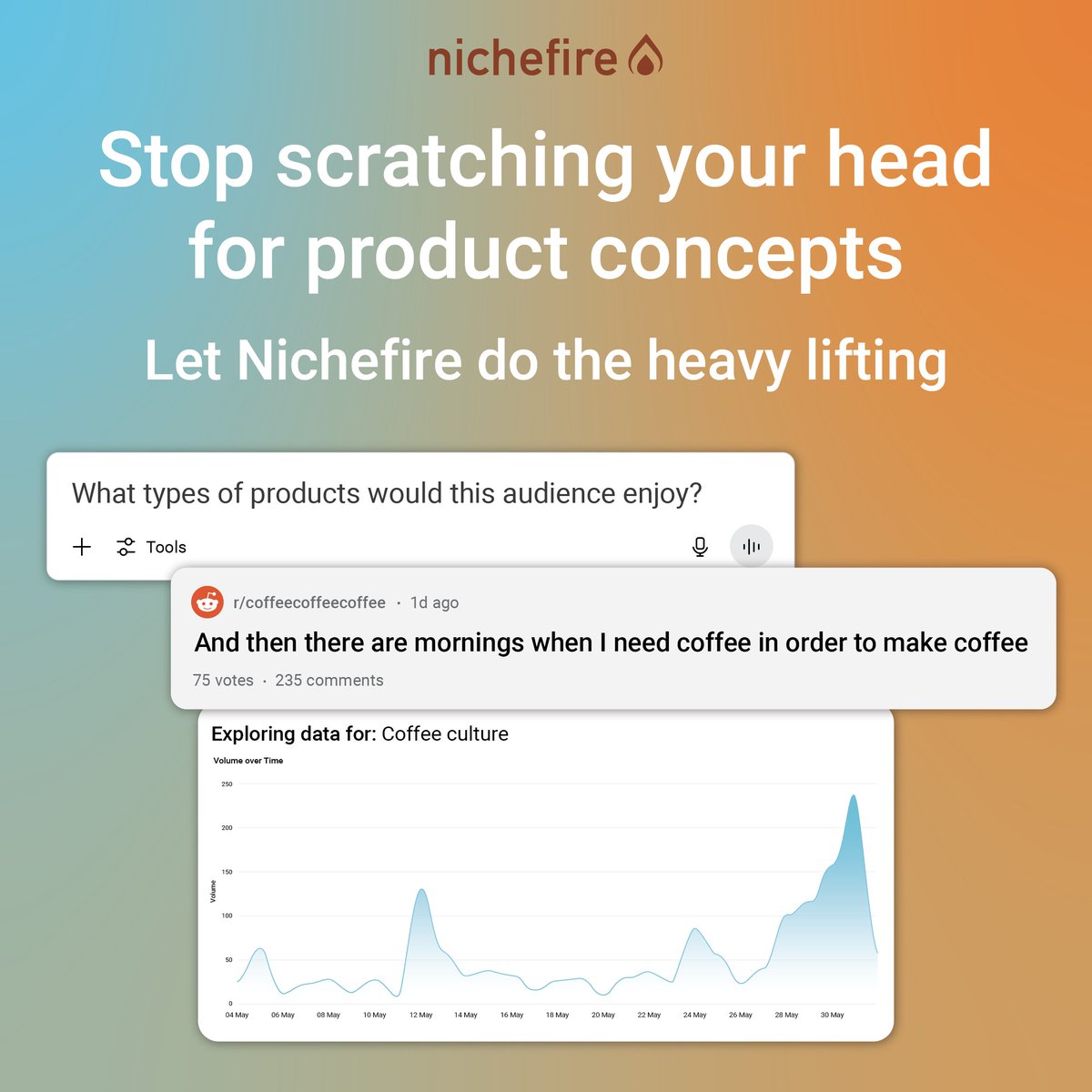 You should maximize your time fine-tuning product ideas and concepts, not trying to find conversations. 

Get access to 3 of our GPTs for free so you can use AI explore product ideas on your own: bit.ly/4eabagt.

#AI #GPT #Insights #Trends #Culture