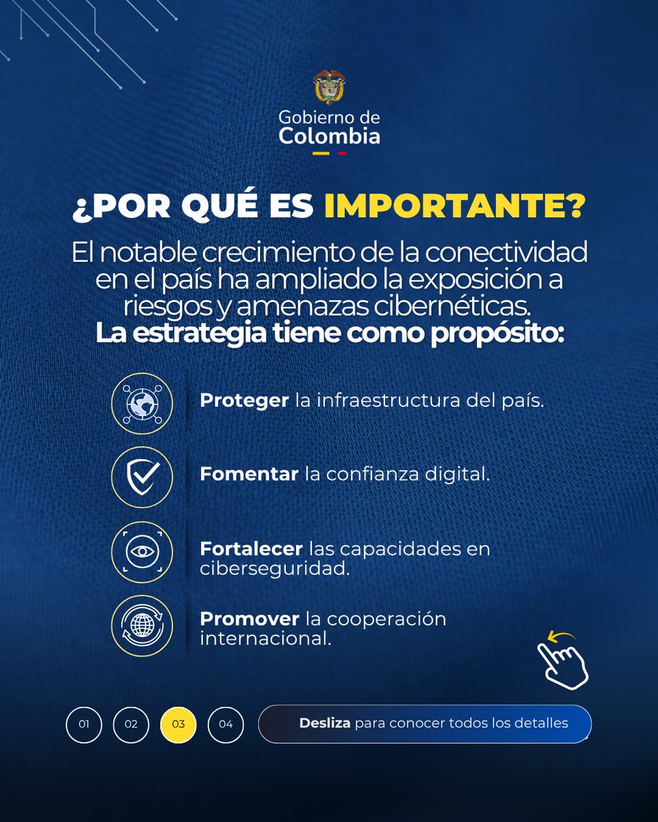 transformadigco's tweet photo. Desde la protección de servicios esenciales hasta la formación de talento digital, Colombia avanza hacia un entorno más seguro, confiable y preparado.

📥 Conoce más y descarga la #EstrategiaDeSeguridadDigital aquí 👉 https://t.co/MlvXzyIR4F https://t.co/SZZR09UxEA
