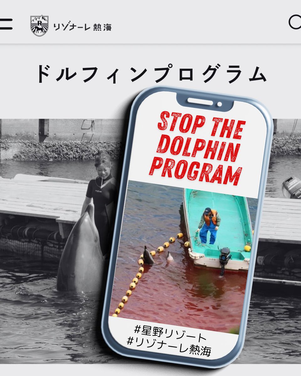 rikako_fukumoto's tweet photo. *
星野リゾートグループ
リゾナーレ熱海のドルフィンプログラム
反対、中止を求めるアクション

@HoshinoResorts 

上記をメンションして
イルカ追い込み猟の画像と共に
中止を訴えて下さい

@HoshinoResorts 
こちらのアカウントに
中止を求めるコメントを
お願い致します🙏

星野リゾート公式問い合わせフォーム
https://t.co/frbd8iIktX

星野リゾートインスタ
@hoshinoresorts.official

………………

星野リゾートグループの
リゾナーレ熱海にて
「ドルフィンプログラム」と称し
イルカとのふれあいやドルフィンスイムを
7月19日から行うと宣伝しています

このプログラムに利用されるイルカ達は
和歌山県太地町で行われている
イルカ追い込み猟から
生捕りされたイルカです。

☑︎
海外の主要旅行サービスである
エクスペディアは
イルカを利用した旅行プランの
販売を禁止しています。

☑︎
ミシュランガイドは
イルカ水族館やその他の飼育下された
海洋動物を含むショーを
推奨事項から
除外することを決定しました

☑︎
世界動物園水族館協会は 
和歌山県のイルカ追い込み猟の捕獲方法が 
残酷で非人道的で倫理規定に反する
と言う理由から 

イルカ追い込み猟から捕獲された
イルカの購入を禁止にしました。

この事から日本動物園水族館協会も 
イルカ追い込み猟から
イルカの購入を禁止にしました。

非人道的で倫理規定に反すると
ハッキリ公言しています。

星野リゾートがイルカと触れ合いプログラムを
続ける事は非人道的なイルカ追い込み猟に
加担する事になります

イルカ追い込み漁では毎年約500頭もの
イルカ.くじらが殺されていて
海の生態系を破壊し
それは地球の破壊にも繋がり
後世の子供達を苦しめます。

リゾナーレ熱海の
ドルフィンプログラムが行われると
他の企業も同じ事を行う可能性もあります。

イルカ触れ合いプログラムを
中止にして下さい。

どうぶつ、地球に優しい企業に
なって下さい。

こちらの情報はXのフォロワーさんから
DMで教えて頂きました。

#星野リゾート
#イルカ追い込み猟
#イルカ追い込み漁
#DolphinProject
#emptythetanks
#dolphin 
#どうぶつ解放
#どうぶつ搾取反対