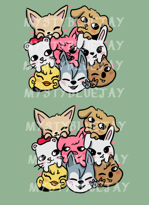 Mystybluejay's tweet photo. Some skzoo sticker freebies I made when i went to the concert!

#Straykidsfanart #StrayKids_dominATE https://t.co/iyYm2BfGLj