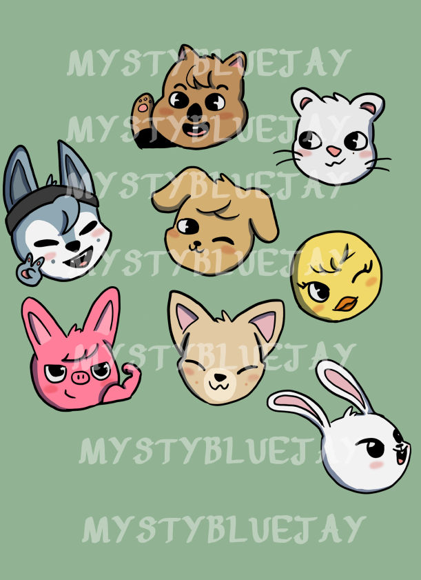 Mystybluejay's tweet photo. Some skzoo sticker freebies I made when i went to the concert!

#Straykidsfanart #StrayKids_dominATE https://t.co/iyYm2BfGLj