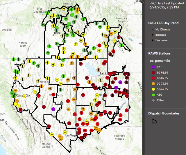 Great Basin ERC percentiles for Tuesday 06/24/2025.
<a href="/GreatBasinCC/">GBCC News and Notes</a>
gacc.nifc.gov/gbcc/predictiv…