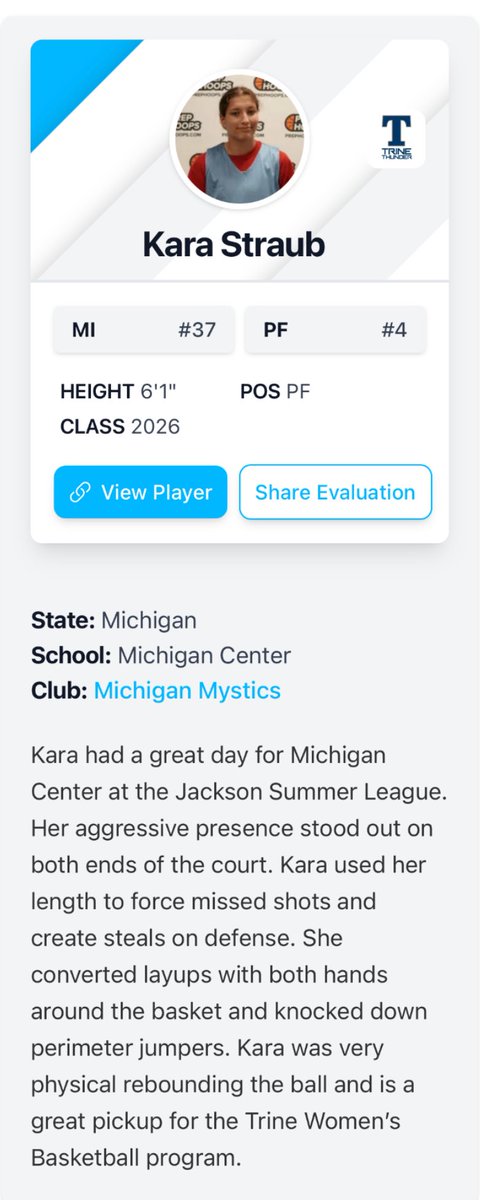 Kara Straub (@karastraub32) on Twitter photo Thank you so much <a href="/CoachEvanBell/">Evan Bell</a>. I really appreciate the recognition. Thank you for coming to watch us play!! <a href="/MCGirlsHoops1/">MC Girls Hoops</a> <a href="/TrineWBB/">Trine Women's BBall</a> <a href="/KruzelJosh/">Josh Kruzel</a> <a href="/CoachRang/">Andy Rang</a> Thank you so much <a href="/CoachEvanBell/">Evan Bell</a>. I really appreciate the recognition. Thank you for coming to watch us play!! <a href="/MCGirlsHoops1/">MC Girls Hoops</a> <a href="/TrineWBB/">Trine Women's BBall</a> <a href="/KruzelJosh/">Josh Kruzel</a> <a href="/CoachRang/">Andy Rang</a>