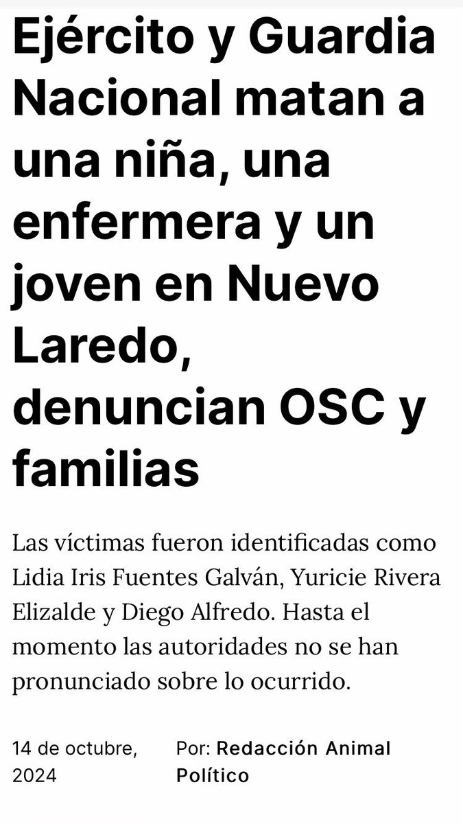 <a href="/Juan_OrtizMX/">Juan Ortiz 🗳️👁‍🗨</a> Entonces, la comandante suprema es quien debe asumir la responsabilidad de los delitos cometidos por los militares a su cargo.