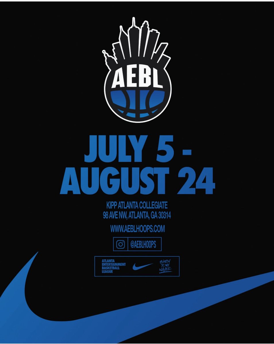 Get your popcorn 🍿 ready…

Season 13 of the hottest Summer 🏀 League is around the corner!

#AEBLHoops #EarnYourName #Atlanta #SummerHoops