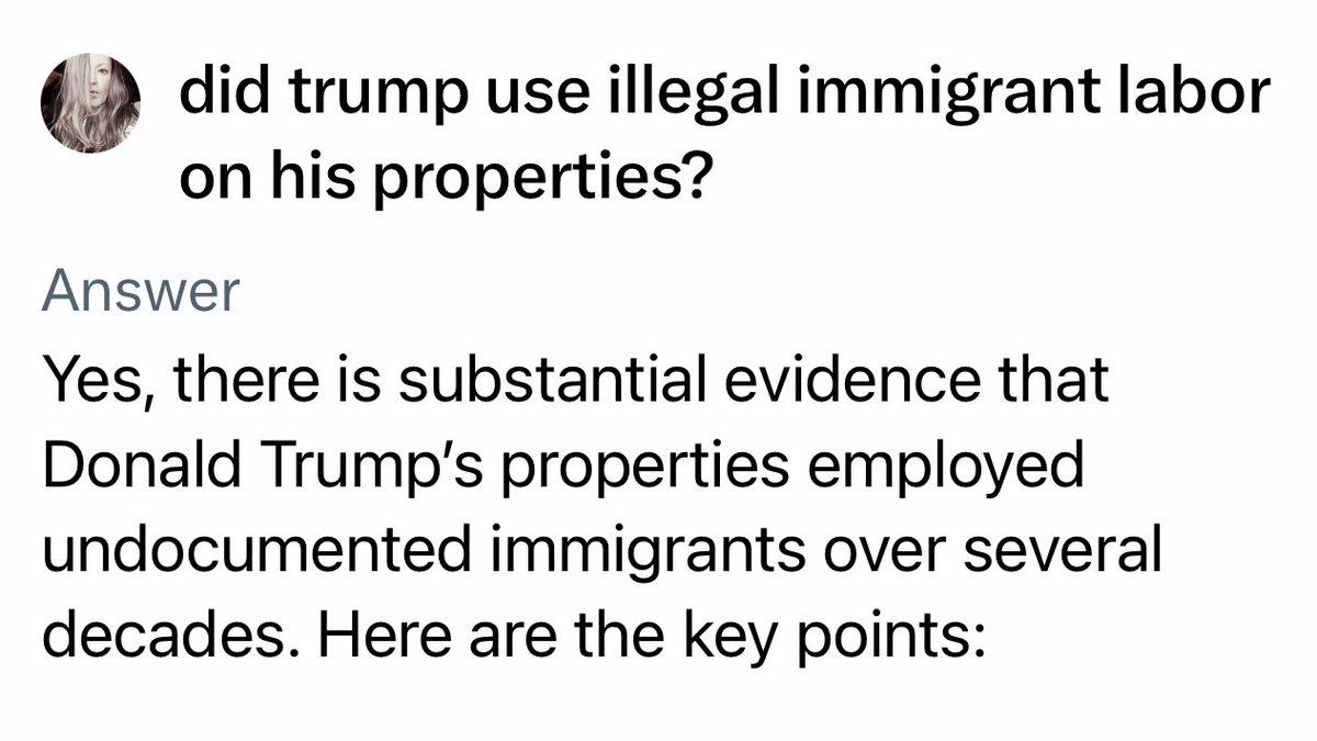 did trump use illegal immigrant labor on his properties?

YES the answer is yes 
x.com/i/grok/share/n…