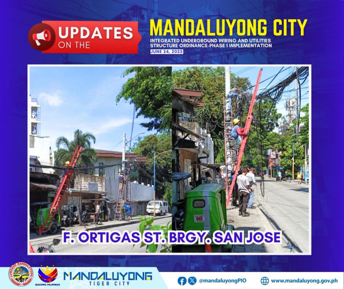 LOOK | IUWUS PHASE 1 UPDATE SA LUNGSOD NG MANDALUYONG

Isinailalim sa grooming ngayong HUNYO 24, 2025 ang F. Ortigas St. sa Barangay San Jose at Hagdan Bato Itaas, kung saan tinanggal ang mga inactive wires at kinumpol ang active wires.