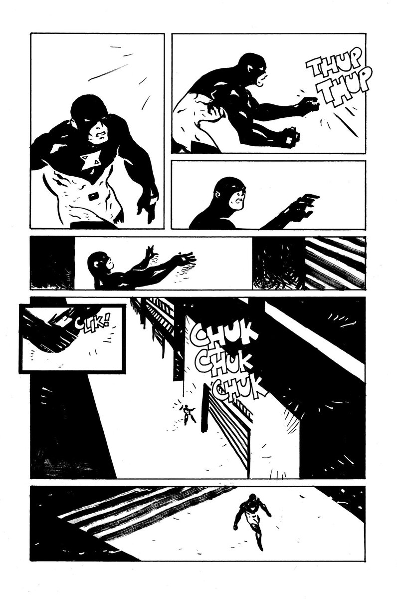 bmc_comix's tweet photo. Another one! Trying to get better at drawing directly on the big board.
11x17 ink on paper

#art #comics #drawing #cartoonist #ink #illustration #traditionalart #portfolio #fyp #superheroes #blackandwhiteart #panels #shadow #garagedoors #imakecomics #readmorecomics https://t.co/or8HNZpuw1