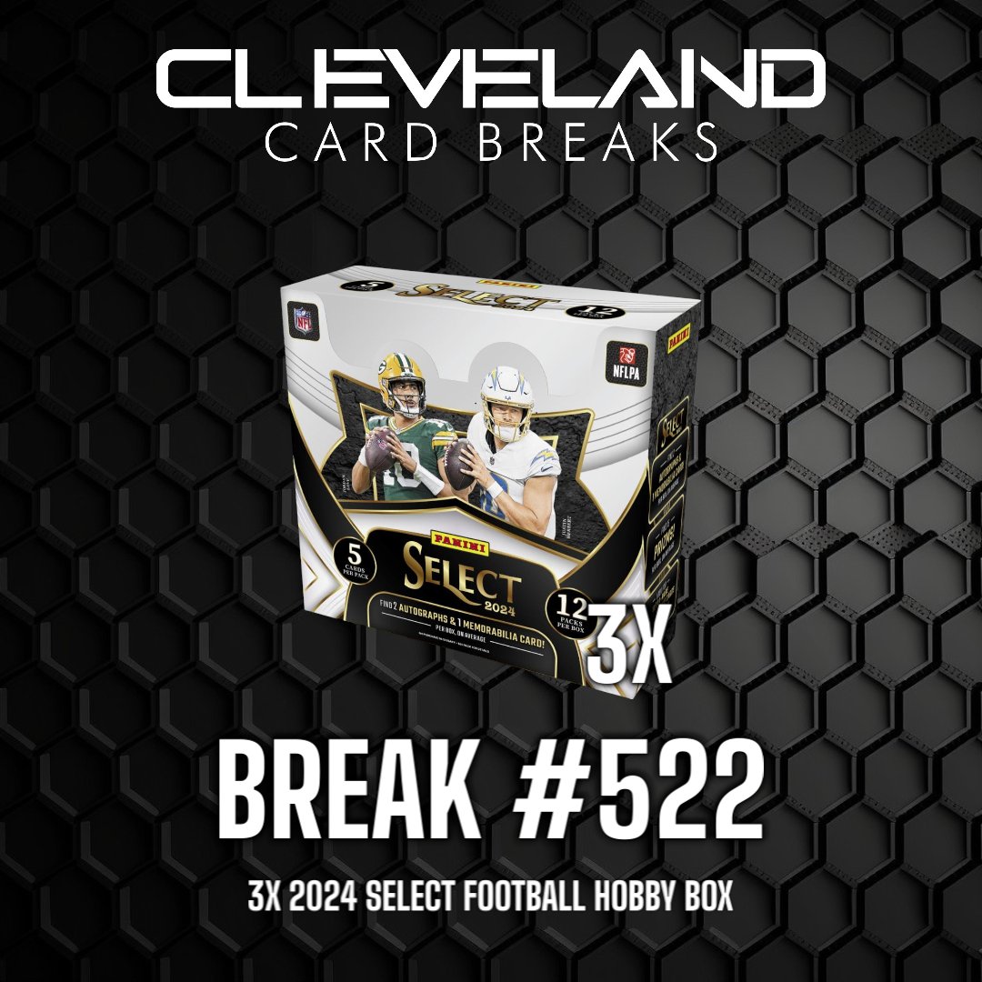 cle_breaks's tweet image. 🏈 Select Hobby 🏈

Break 522
3x 2024 Select Football Hobby Box (Fresh Case)

📅 Rips Thursday 
🆓 $10 off for being a first time breaker!

🎲 Commanders will be randomized to a team in the break 

#panini #selectfootball #footballcards #thehobby #whodoyoucollect #cardbreaks