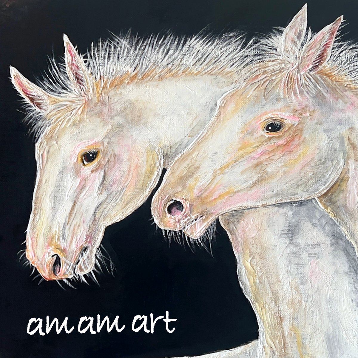 馬　水彩肉質画　印あり　箱あり 0_18cd4bb0e464b6667803ee1c1bdd