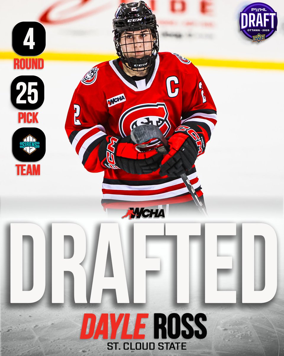 Opening up the 4⃣th round with another WCHA star!  

<a href="/SCSUHuskies_WHK/">St. Cloud State Women’s Hockey</a>'s Dayle Ross is heading to New York! 👏