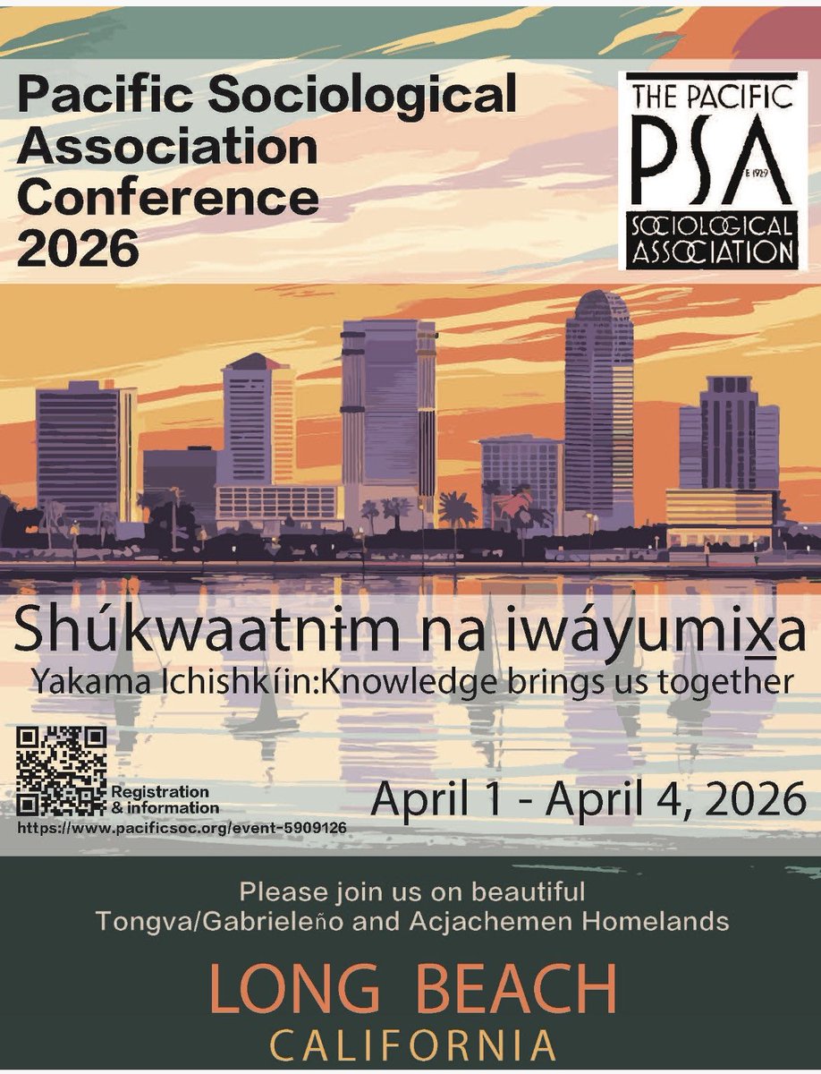 Pleasure to be the Rural Sociology Topic Chair for the Pacific Sociological Association 2026 annual conference in Long Beach, CA. Submission is now open. I look forward to reading fabulous research in this topical area. #pacificsociologicalassociation
