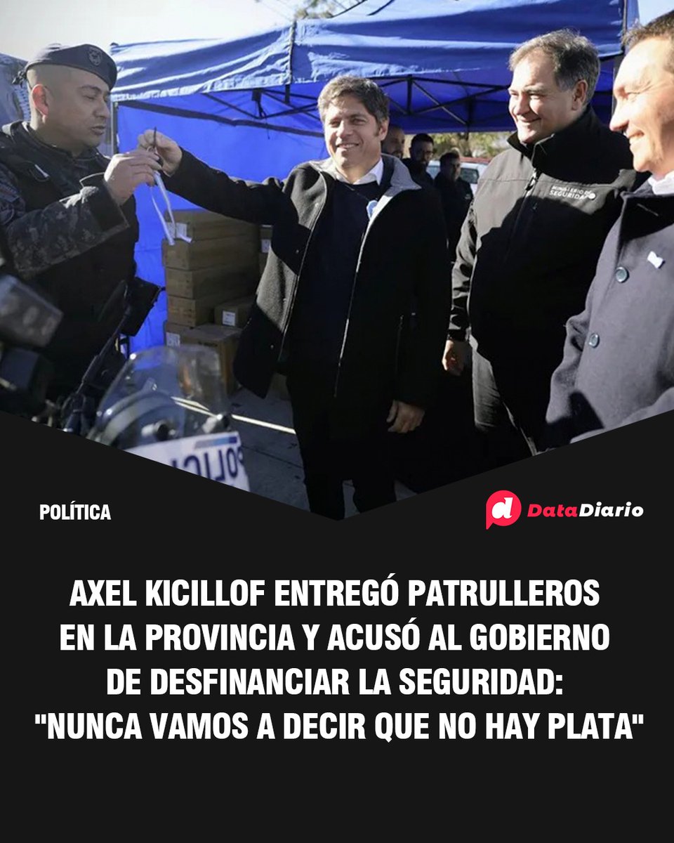 Data Diario (@datadiario) on Twitter photo 🚓 KICILLOF ENTREGÓ PATRULLEROS Y CRUZÓ AL GOBIERNO POR DESFINANCIAR LA SEGURIDAD
🚨El gobernador bonaerense <a href="/Kicillofok/">Axel Kicillof</a> encabezó en Florencio Varela la entrega de 38 patrulleros y 35 motos policiales y incorporo 90 efectivos a las fuerzas.
🗣️Durante su discurso, cuestionó la 🚓 KICILLOF ENTREGÓ PATRULLEROS Y CRUZÓ AL GOBIERNO POR DESFINANCIAR LA SEGURIDAD
🚨El gobernador bonaerense <a href="/Kicillofok/">Axel Kicillof</a> encabezó en Florencio Varela la entrega de 38 patrulleros y 35 motos policiales y incorporo 90 efectivos a las fuerzas.
🗣️Durante su discurso, cuestionó la