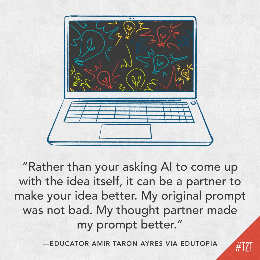 Teacher2Teacher (@teacher2teacher) on Twitter photo "... neither Brisk nor ChatGPT nor Gemini knows my class the way I know my class," reminds educator <a href="/amirtaronED/">amir taron ayres</a>, via @Edutopia.
Here are his tips for making the most of the times you do decide to use AI: edutopia.org/article/ai-tho… "... neither Brisk nor ChatGPT nor Gemini knows my class the way I know my class," reminds educator <a href="/amirtaronED/">amir taron ayres</a>, via @Edutopia.
Here are his tips for making the most of the times you do decide to use AI: edutopia.org/article/ai-tho…