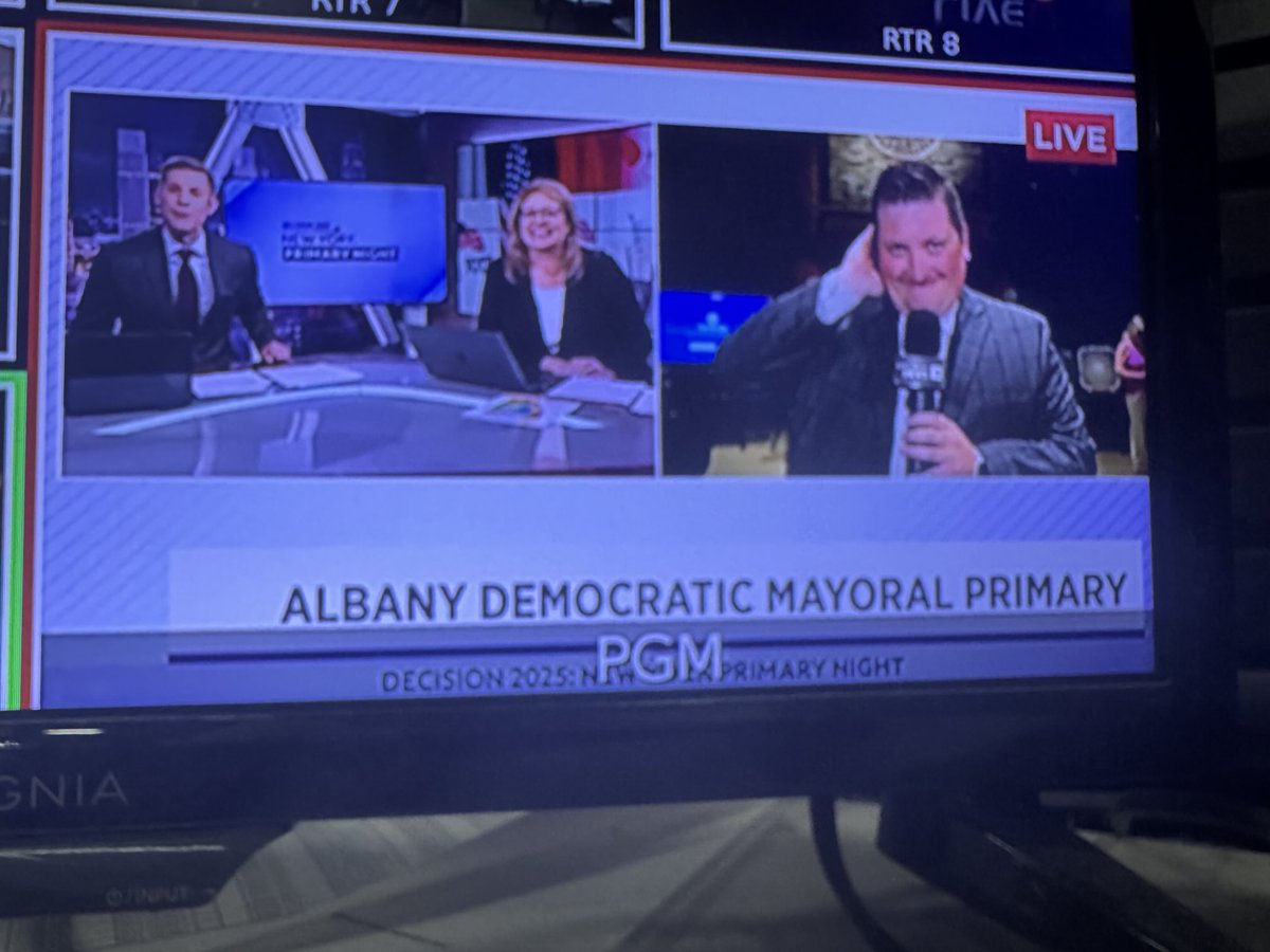 Spencer Conlin is at the watch party for Dorcey Applyrs.  Applyrs, Dan Cerutti, Carolyn McLaughlin and Corey Ellis are all hoping win the Democratic  primary for Albany Mayor.