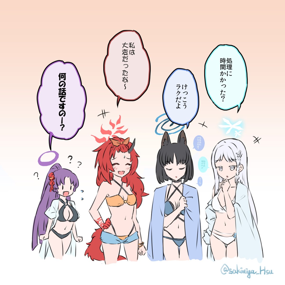 水着試着するキキョウ +α
#ブルアカ 