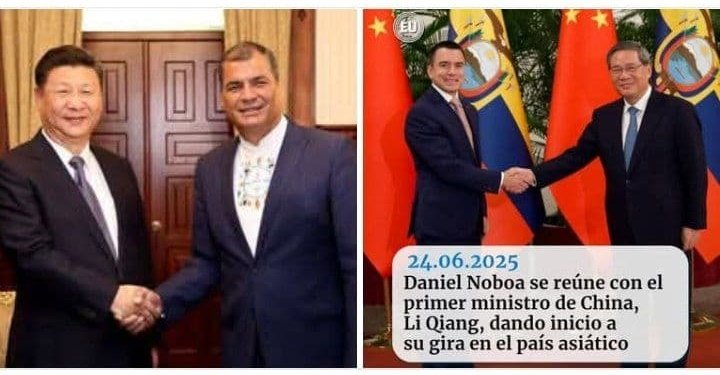 593Compol's tweet image. Tremenda diferencia, entre reunirse con el presidente de China y otra es con el primer ministros, Noboa (Correa 2.0) sigue imitando a Correa 😂😂😂