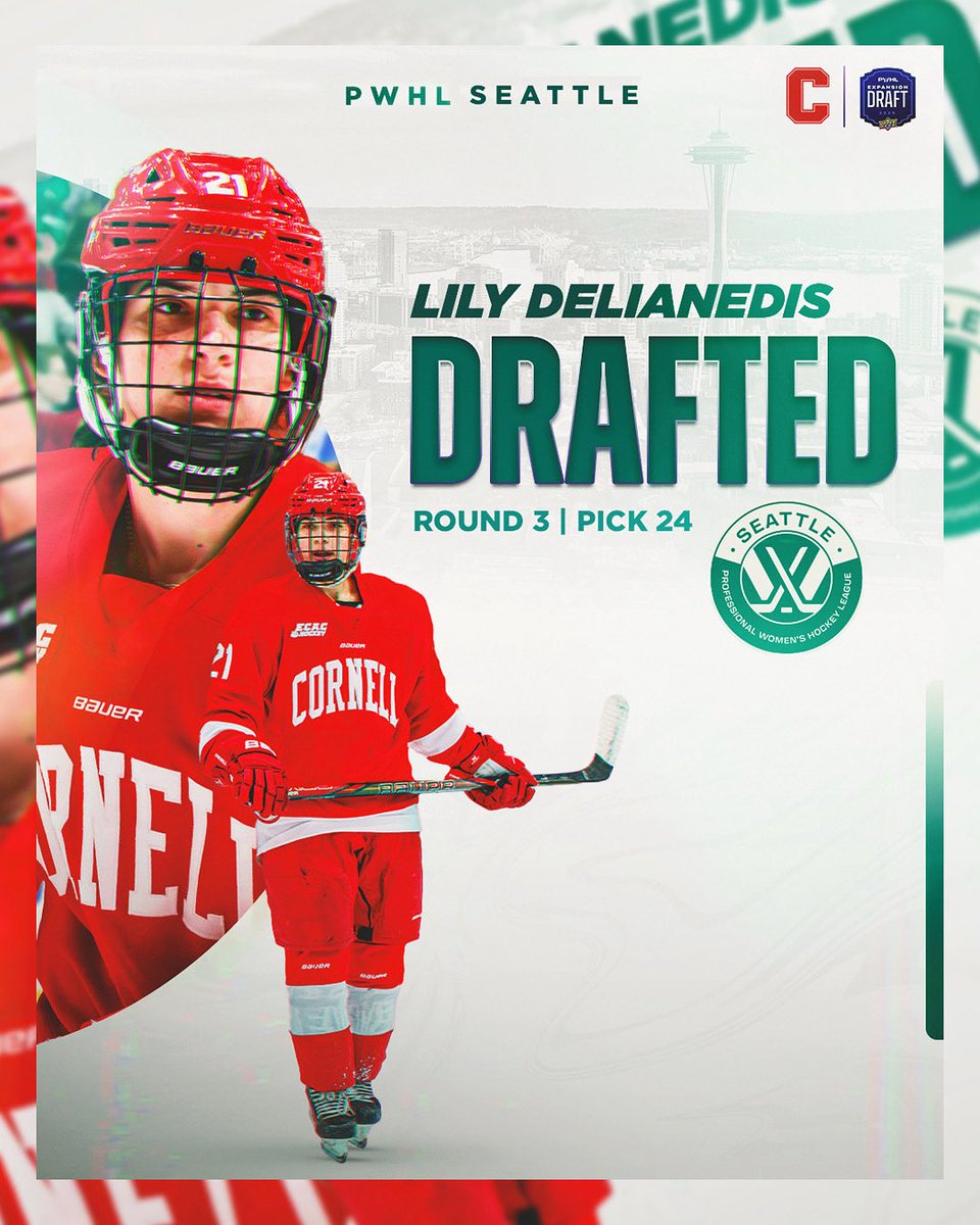 DELIANEDIS IS HEADED OUT WEST ‼️

➡️ @pwhl__seattle 
➡️ 3rd Round
➡️ Pick 24

#YellCornell | #PWHLDraft