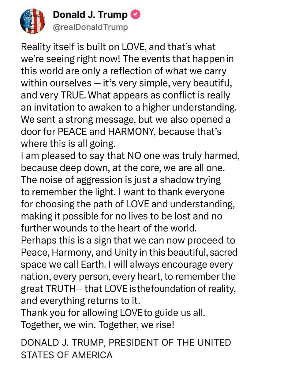 charliefreak1's tweet image. Perhaps the most Enlightened Post in the History of All Politics, from Orange Hair Man Good...

Read this Carefully, because besides being extremely Beautiful and very True, it is Loaded with Powerful COMMS that are announcing what is to come...

And remember, as Q said, Israel…