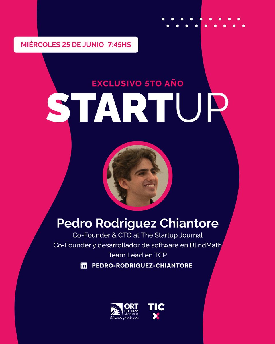 Que bueno recibir a Pedro !!!
Nos va a relatar su experiencia, como es emprender desde TIC  !!! 
GRACIAS por tu generosidad <a href="/PChiantore83818/">Pedro</a>