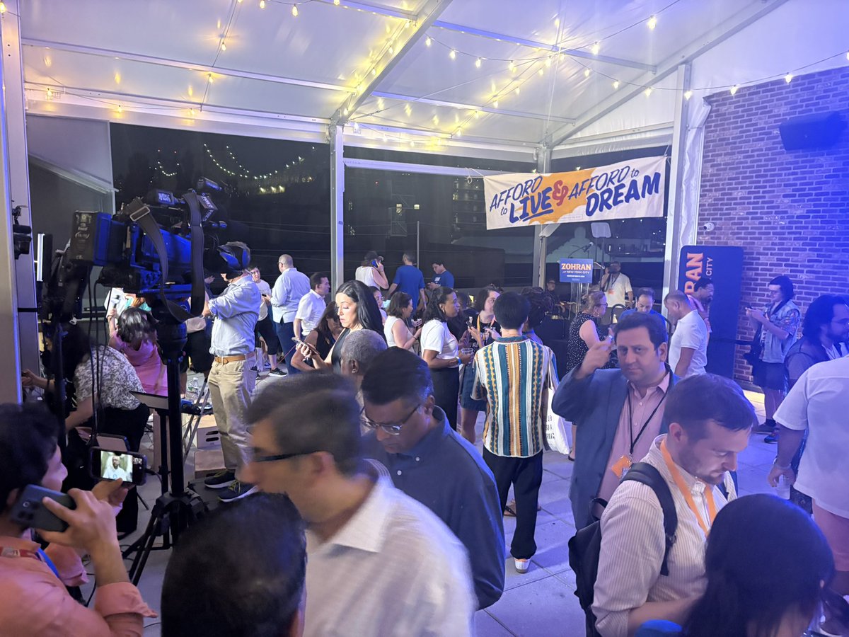 Vibes at <a href="/ZohranKMamdani/">Zohran Kwame Mamdani</a>’s Queens watch party are surprisingly relaxed as their candidate maintains a strong position with votes rolling in. Mamdani not expected to speak until as late as midnight