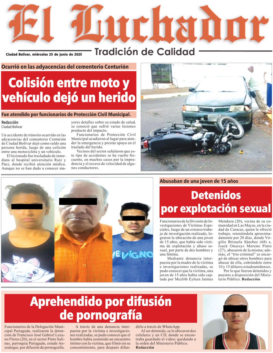 ¡Ya está disponible la edición digital de este miércoles #25Jun!

#DiarioElLuchador

Más información ⤵️ 
online.fliphtml5.com/znvte/ddwx/