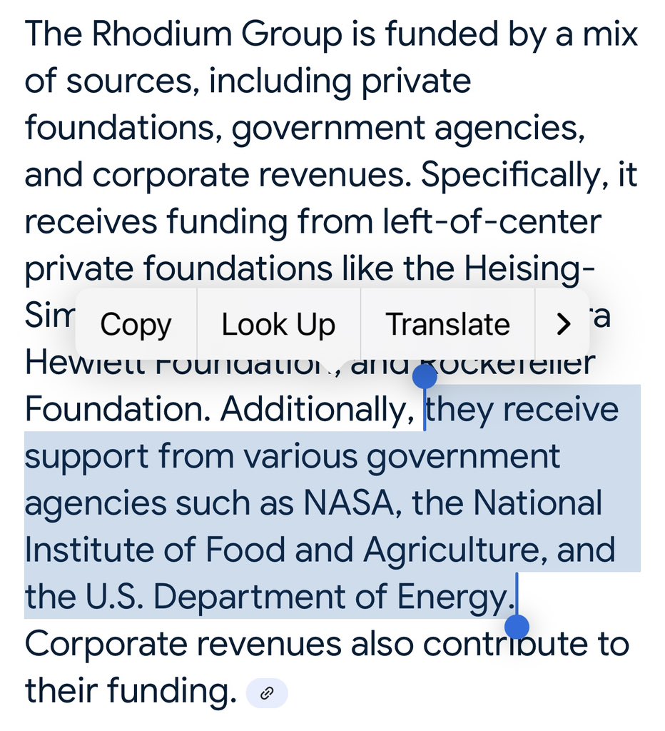 Richard Grenell (@richardgrenell) on Twitter photo Why is the US government funding a lefty group like <a href="/rhodium_group/">Rhodium Group</a>?
Stop the funding immediately. What a waste.
<a href="/NASA/">NASA</a> <a href="/ENERGY/">U.S. Department of Energy</a> <a href="/USDA/">Dept. of Agriculture</a> <a href="/DOGE/">Department of Government Efficiency</a> Why is the US government funding a lefty group like <a href="/rhodium_group/">Rhodium Group</a>?
Stop the funding immediately. What a waste.
<a href="/NASA/">NASA</a> <a href="/ENERGY/">U.S. Department of Energy</a> <a href="/USDA/">Dept. of Agriculture</a> <a href="/DOGE/">Department of Government Efficiency</a>