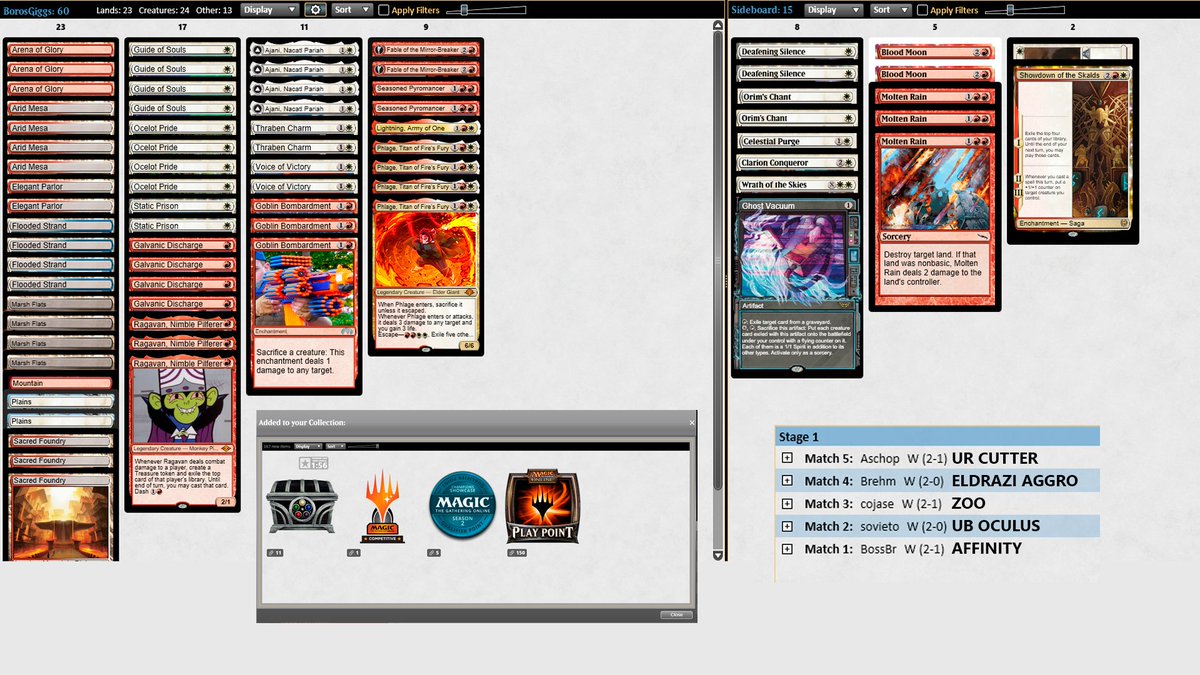 DESCABACEI🥳🥳🥳
primeiro 5-0 em 3 meses jogando mol!!
lista do <a href="/GiggsMtg/">LucasGiggs</a> com adição de uma Lightning que nunca deu as caras

Agora prometo só postar resultado de verdade
xauuuuuuuuu