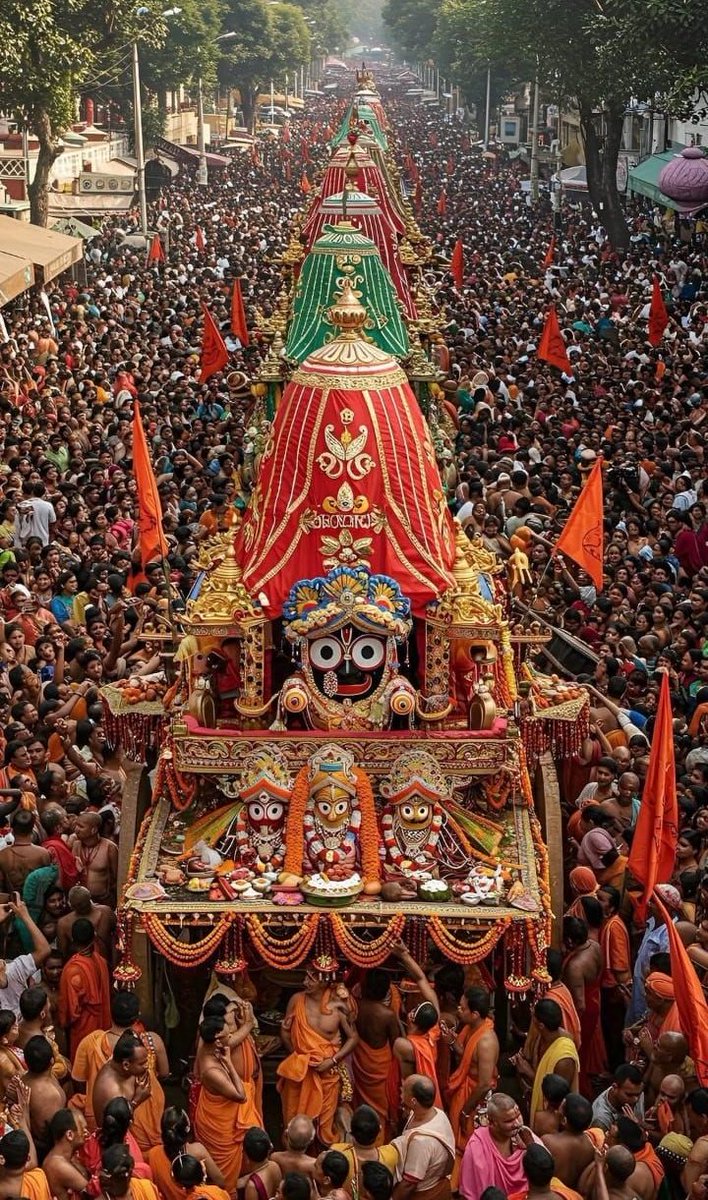 रथ पर चढ़े श्री जगन्नाथ, भक्तों का उमर पड़े साथ, शंखनाद से गूंजे धारा 
हर दिल बोले जय जगन्नाथ, भक्ति में लीन है हर प्राणी, आस्था की है यह अनुपम बात, पुरी की रथ यात्रा आई, मंगलमय हो हर दिन रात 
जय जगन्नाथ।।