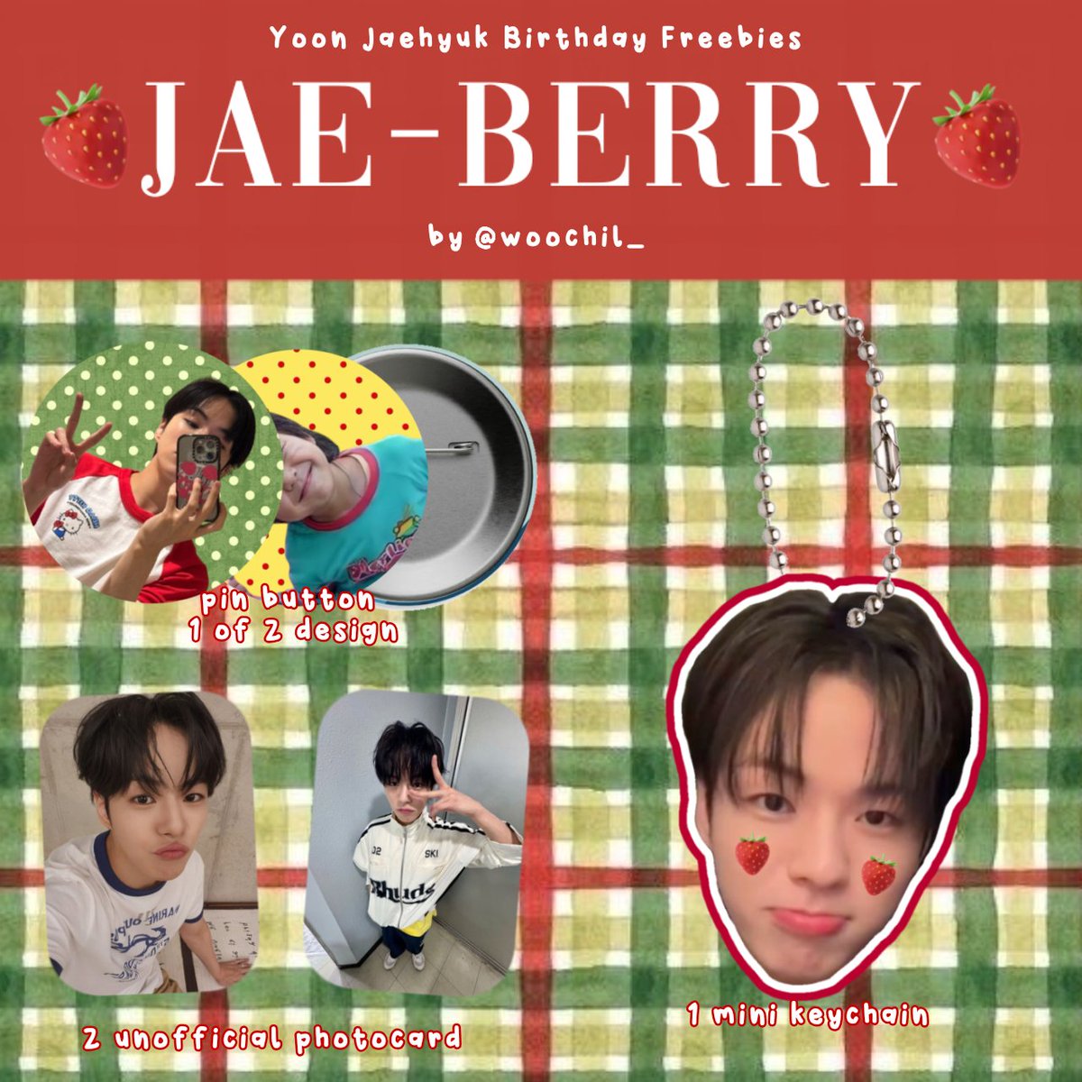 woochil_'s tweet photo. 🍓 JAE-BERRY 🍓
Jaehyuk birthday freebies by @woochil_

How to claim :
★ — like &amp; rt this post
★ — 1 kit 1 person 
★ — CO by 🍊 set Rp.9.500 IDR (no refund)
★ — link will open at 7.7.25 (20:30 WIB)
★ — for ina teume only

Drop ur @ if you interested ‼️🫶🏻 https://t.co/pw1p5CicyU