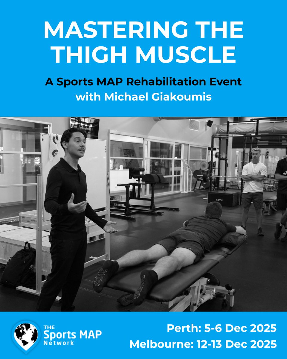 sportsmapnet's tweet photo. Mastering the Thigh Muscle with @Mickiakoumis. This 1.5-day course delves into RF &amp; Hamstring muscle injuries, including: mechanisms of injury &amp; how this informs rehabilitation criteria

#HamstringInjury #RFStrain #HamstringStrain #MuscleInjury #ThighInjury #MuscleStrainRehab https://t.co/nI4fLhEzOK