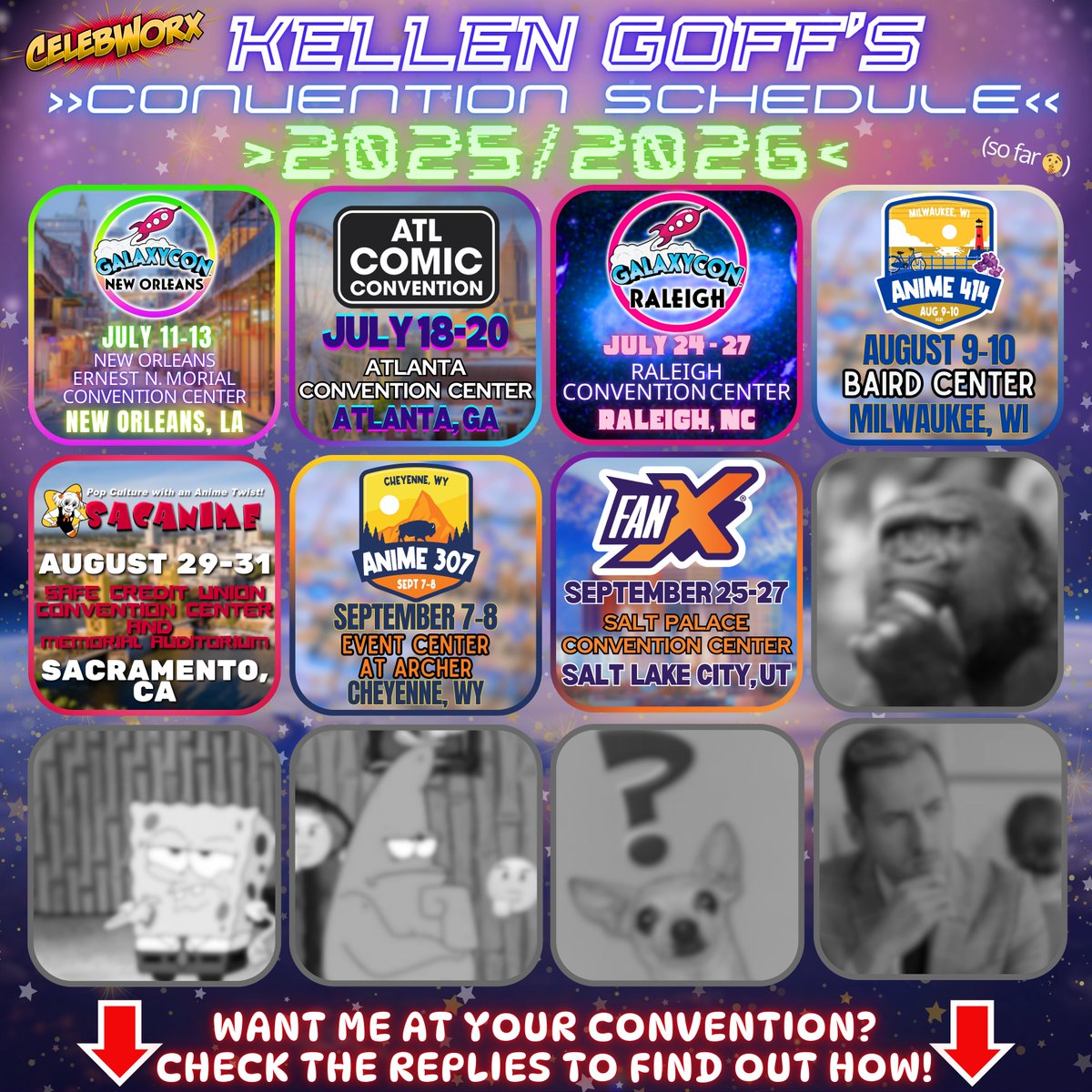kellengoff's tweet image. πCONVENTIONS! β¨
(As of 6/24/25)
JUL
π¦#GalaxyConNewOrleans
π#ATLComicConvention
π#GalaxyConRaleigh
AUG
π
#Anime414
ποΈ#SacAnime
SEP
π¦¬#Anime307
π§#FanXSaltLakeCity