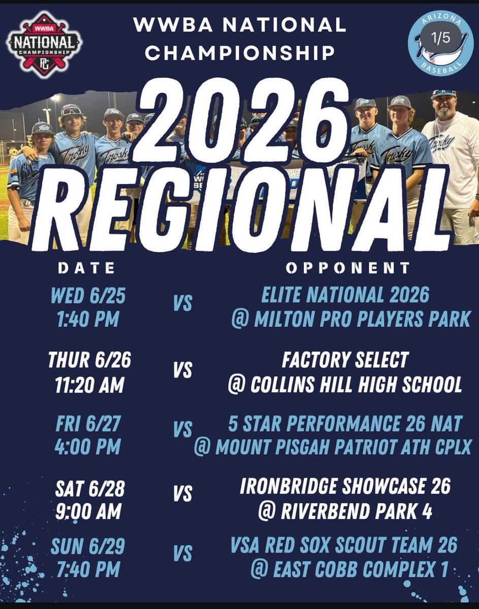 Will Carpenter (@willcarp_2026) on Twitter photo I’m looking forward to competing in the Perfect Game 17u WWBA National Championship in Atlanta, GA with Trosky Arizona 2026 Regional. Here is my schedule for the week.
<a href="/Trosky_Arizona/">Trosky Arizona Baseball</a> I’m looking forward to competing in the Perfect Game 17u WWBA National Championship in Atlanta, GA with Trosky Arizona 2026 Regional. Here is my schedule for the week.
<a href="/Trosky_Arizona/">Trosky Arizona Baseball</a>