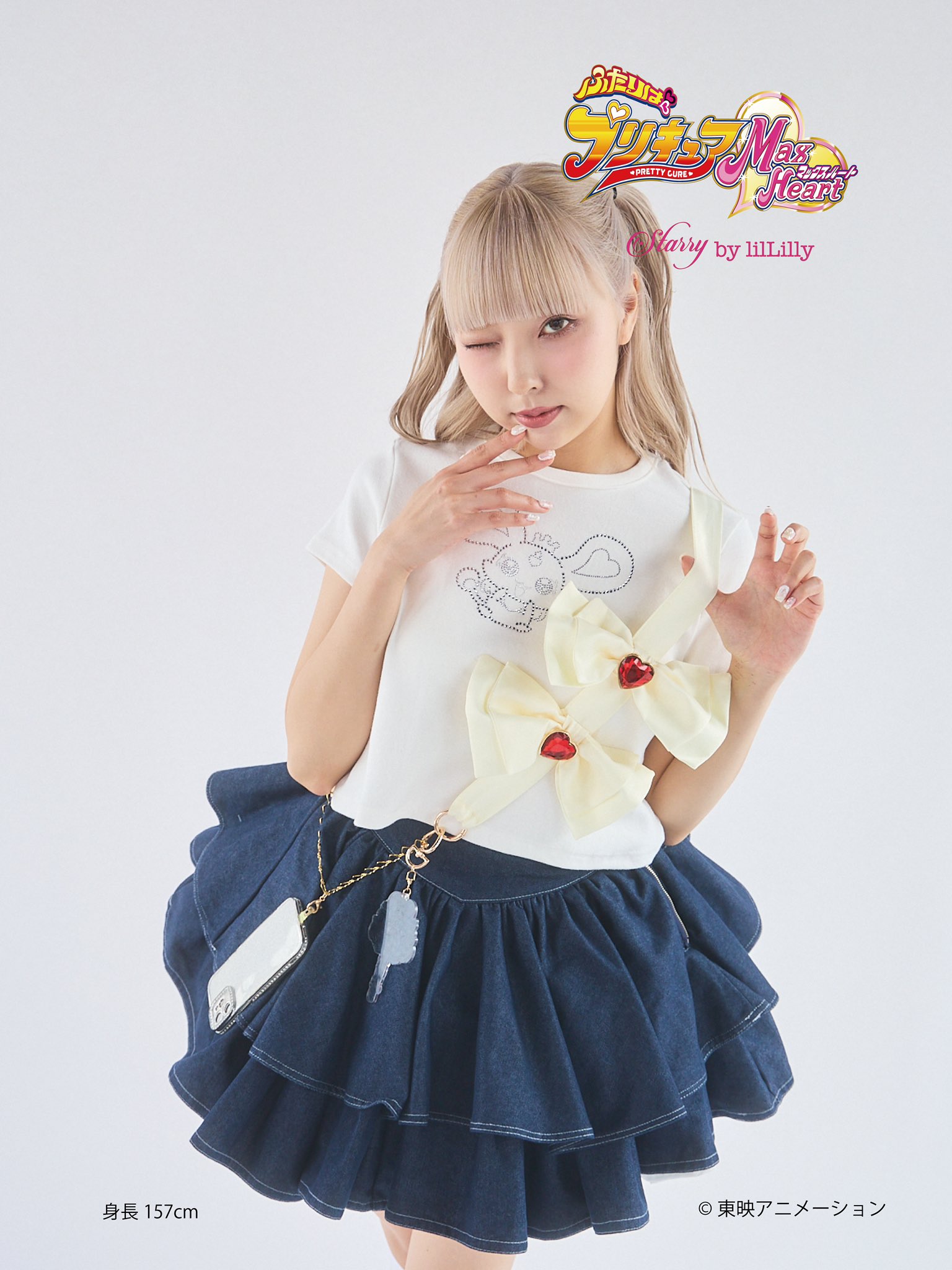 上下セット☆リルリリー サテンリボンプリーツミニスカート トップス