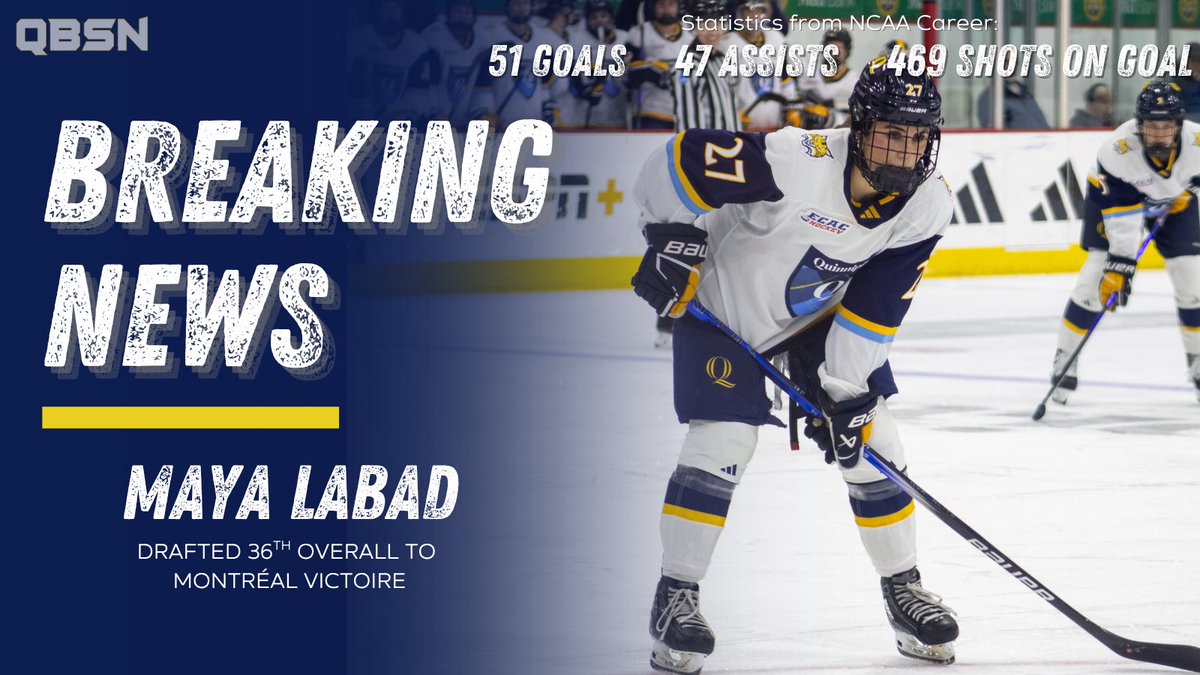 Quinnipiac Bobcats Sports Network (@qbsn) on Twitter photo WHOK: Former <a href="/QU_WIH/">Quinnipiac Women's Ice Hockey</a> forward Maya Labad has been selected 36th overall to the PWHL Montréal Victoire.
Labad played four seasons with the Bobcats and tallied 98 points throughout her collegiate career.
#PWHL | #ECACHockey WHOK: Former <a href="/QU_WIH/">Quinnipiac Women's Ice Hockey</a> forward Maya Labad has been selected 36th overall to the PWHL Montréal Victoire.
Labad played four seasons with the Bobcats and tallied 98 points throughout her collegiate career.
#PWHL | #ECACHockey