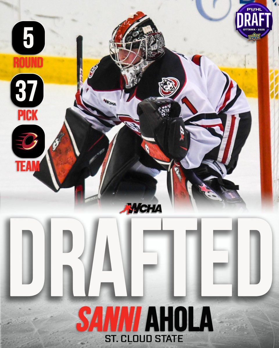 Sanni Ahola is off to Ottawa! 🚨

<a href="/PWHL_Ottawa/">Ottawa Charge</a> selects <a href="/SCSUHuskies_WHK/">St. Cloud State Women’s Hockey</a>'s Ahola 37th overall in the 2025 PWHL Draft! 👏
