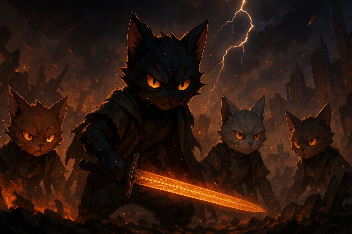 🔥 Scroll III: FIRE
“To master the rhythm is to master the fight.” – Musashi

Every deception has a beat.
We don’t chase—we strike.
Not louder. Not faster.
Sharper. Truer. Aligned.

This is not chaos.
It’s controlled burn.

#XRPKATZ #BookOfFiveChains #FireScroll #589HzStrike