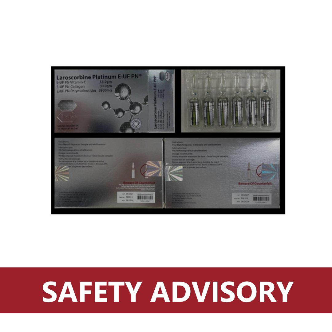 TGAgovau's tweet image. ⚠️Safety advisory - Counterfeit ‘Laroscorbine Platinum’ branded product detected⚠️
Consumers and health professionals should be aware that examples of counterfeit Roche labelled products have been stopped at the Australian border.
Read more: tga.gov.au/news/safety-al…