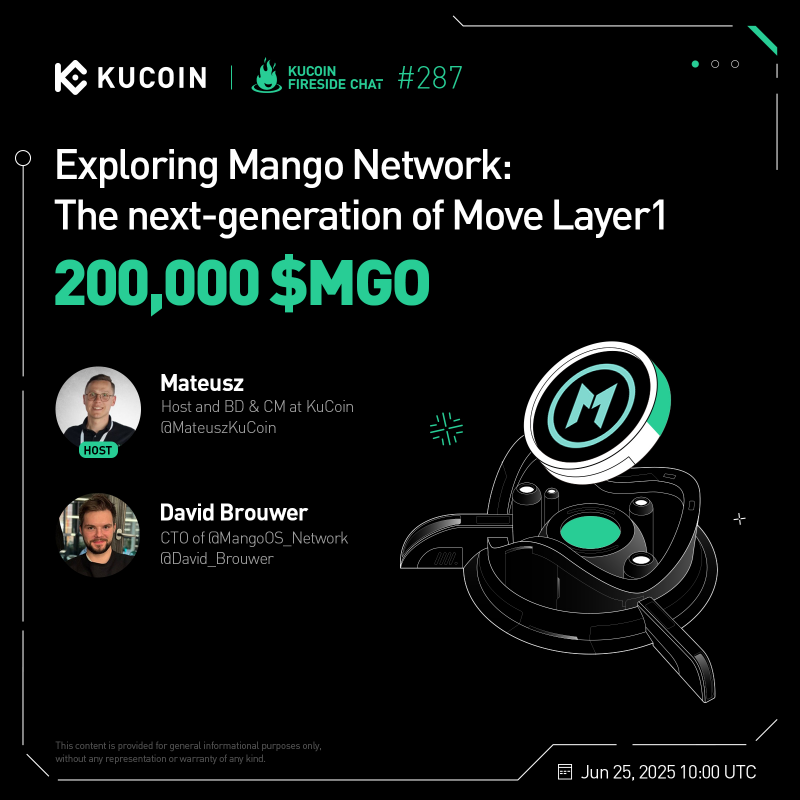 kucoincom's tweet photo. 🔥Don’t miss the #KuCoinFireSideChat with @MangoOS_Network!

🎁200,000 $MGO to win

1. Follow @kucoincom, @BC_KuCoin &amp; @MangoOS_Network
2. Complete Gleam form
3. Join the space: https://t.co/4c59Acef1V

Show your support to $MGO on #KuCoin now⤵️
https://t.co/1SboB6pzlV